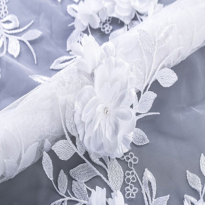 Embroidered Fabric Bridal Evening Polyester Sequin Fabric for Bridal W 2
